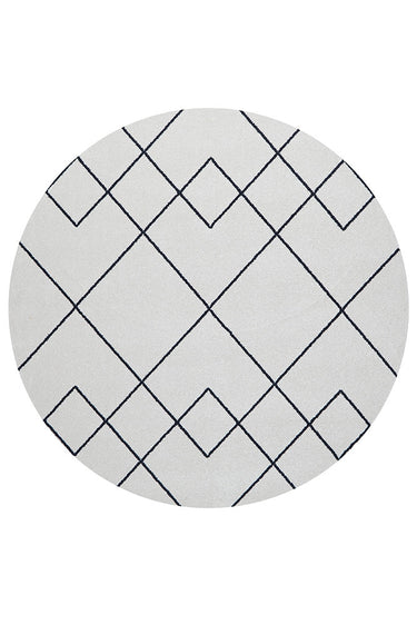 Diego Paradise Cream & Charcoal Modern Round Rug